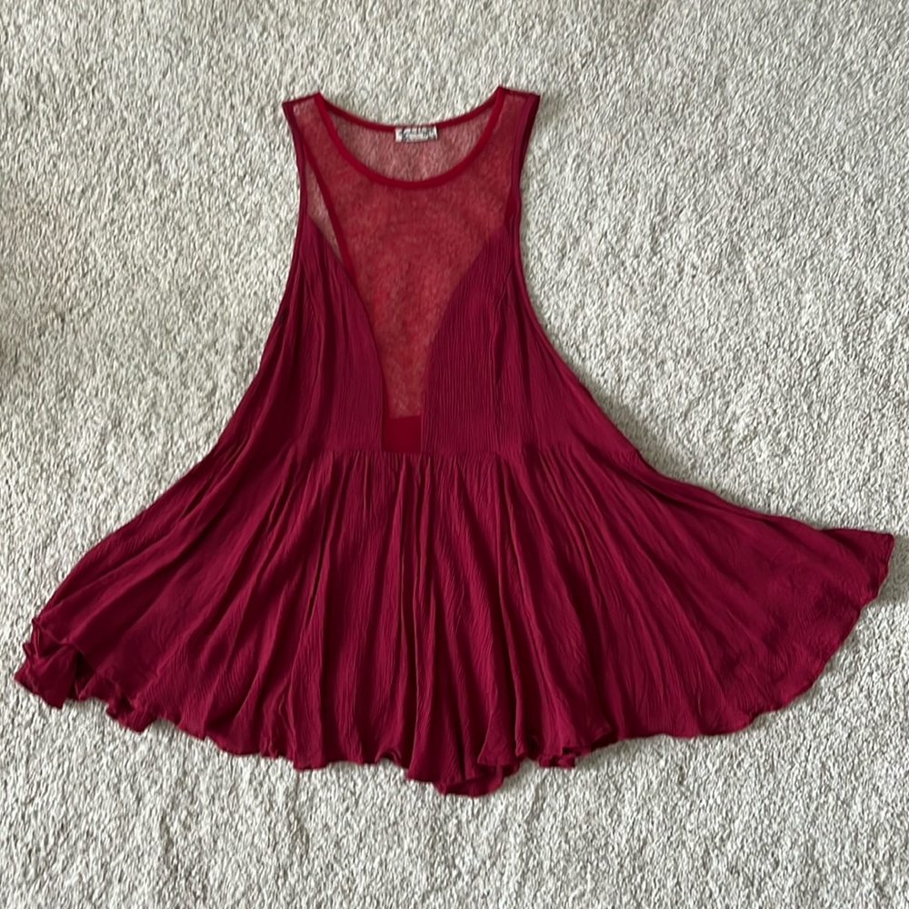 Free People flowy gauze and mesh top